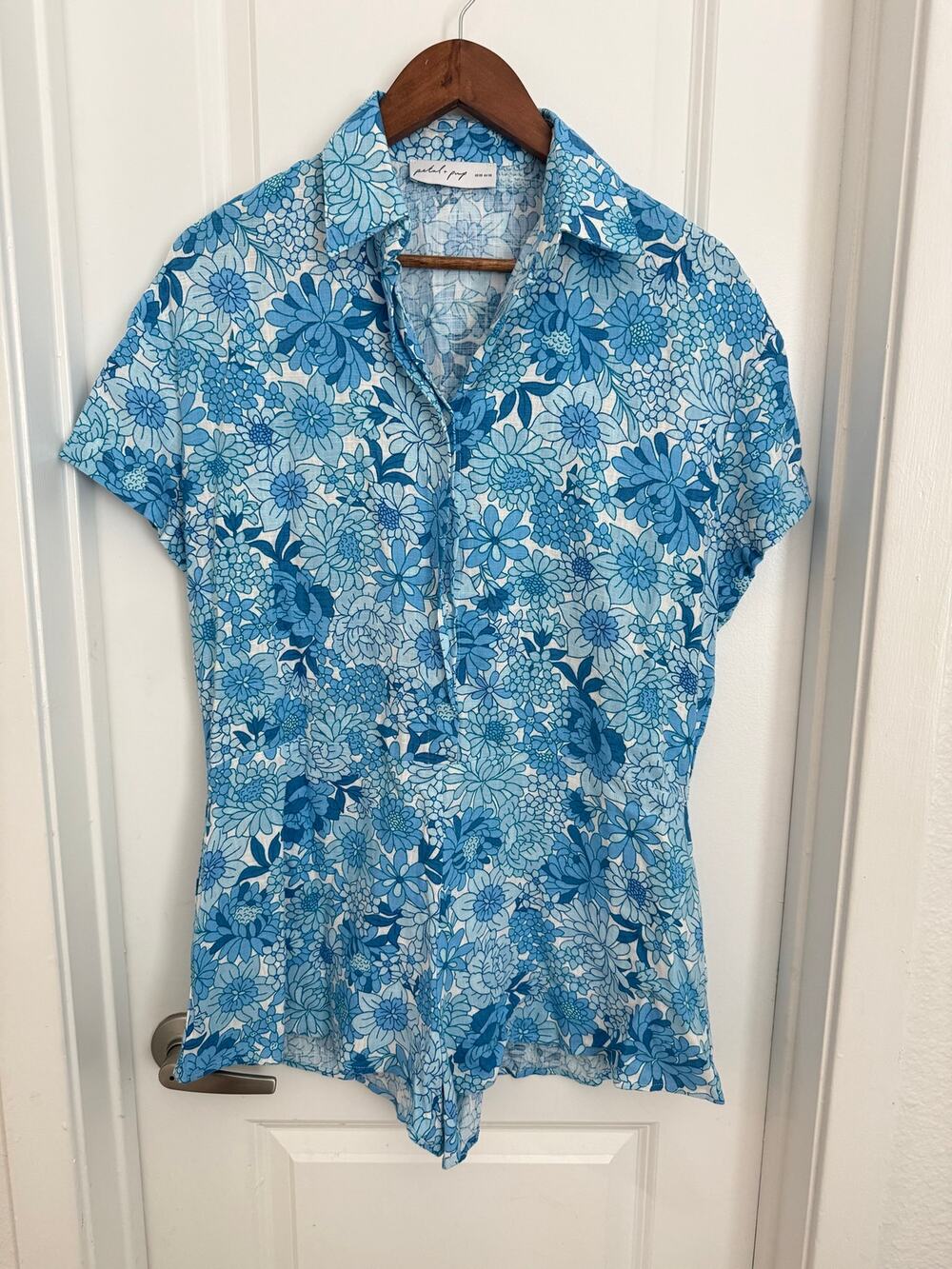 Petal and Pup Retro Blue Floral Romper Size XS
